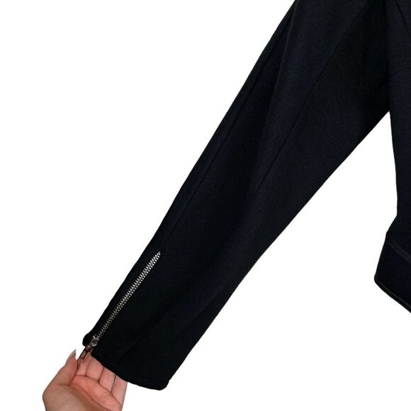 NWT ALAIA Wool Blend Knit Asymmetric Zip Biker Bodysuit Noir Black 36 (US 4) - Picture 5 of 12